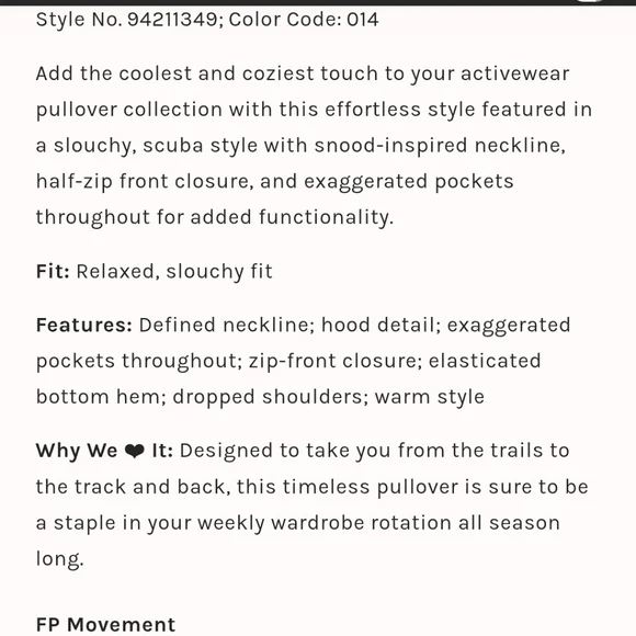 FP Movement Free People Wild and Free Pullover size L color is Cashmere / Cream - Picture 8 of 17